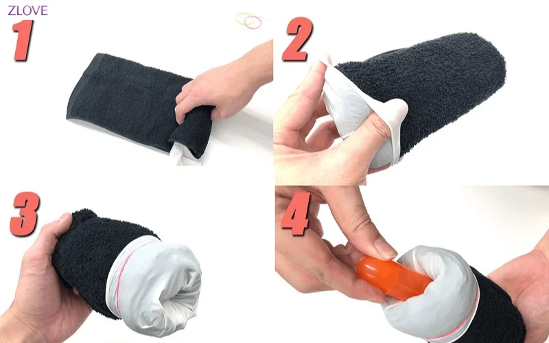 cách làm âm đạo giả bằng khăn mêm và găng tay